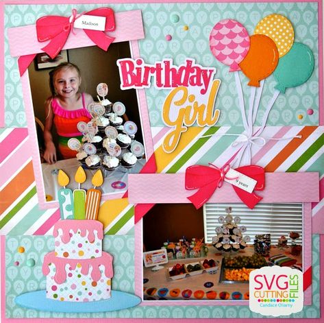 Birthday Scrapbook Layouts, Birthday Scrapbook Pages, Bridal Shower Scrapbook, Scrapbook Design Layout, Album Photo Scrapbooking, Baby Scrapbook Pages, Scrapbooking Layouts Baby, Simple Scrapbook