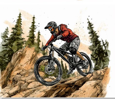 Mountain Bike Painting, Mountain Bike Drawing, Deer Artwork, Mountain Bike Art, Colorado Trail, Bike Tattoos, Bike Logo, Adventure Logo, Bike Drawing