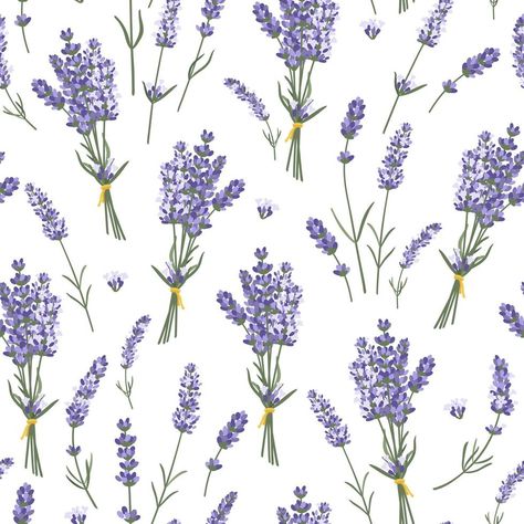 Seamless pattern with lavender bouquets and single flowers. Herbal design for fabric, home textile, wrapping paper Herbal Design, Lavender Bouquets, Lavender Pattern, Single Flowers, Lavender Bouquet, Textile Designer, Single Flower, Lavender Flowers, Textile Patterns