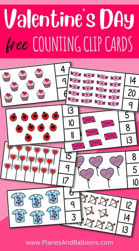 Valentine's day counting activities for preschool. Counting numbers 1-20 clip cards! Valentines day math preschool free printable | Valentines day math activities kindergarten | Counting clip cards 1-20 free Valentines Numbers Preschool, Valentine’s Day Counting Activities, Valentine Math Preschool Free Printable, Valentines Counting Activities, Valentines Math Activities Kindergarten, Valentines Math Kindergarten, Valentine’s Day Math Activities, Valentines Preschool Activities Free Printables, Valentine Math Preschool