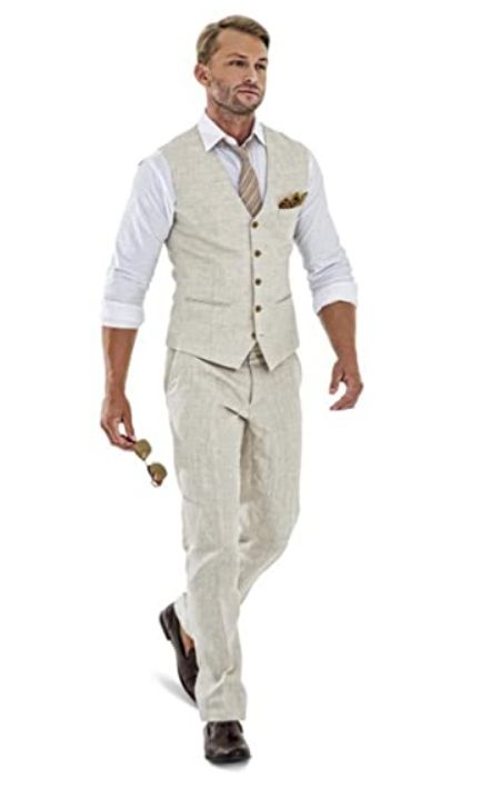 Suits For Men Casual, Prom Vest, Casual Wedding Suit, Vest And Pants Set, Linen Suits For Men, Groomsmen Tuxedos, Wedding Vest, Vest And Pants, Men's Business Suits