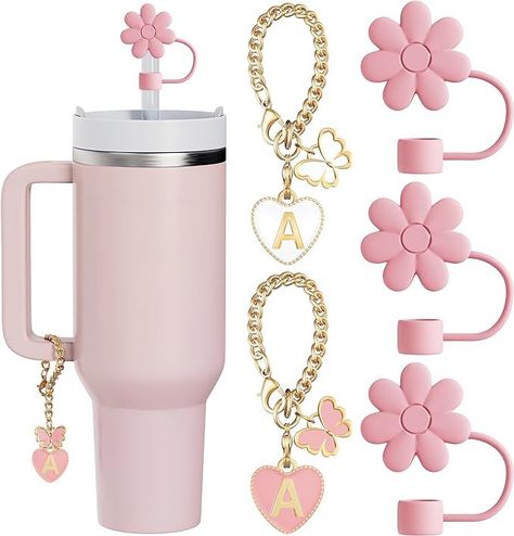 These goes great with your stanely cup and its will add more life to your cup aswell😘 40 Oz Tumbler With Handle, Straw Covers, Cute Letter, Tumbler Handle, Straw Toppers, Straw Cover, Cup Accessories, 40 Oz Tumbler, Hari Valentine