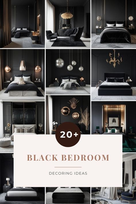 Looking to create a bedroom that’s both bold and beautiful? 🖤 Check out 20+ black bedroom decor ideas that bring drama, elegance, and a touch of mystery to your space! From sleek black walls to cozy accents, these ideas will inspire you to design a bedroom that’s as stylish as it is relaxing. 😍 Perfect for anyone looking to make a statement with dark, moody tones! 🌙 #BlackBedroom #BedroomDecor #InteriorDesign #BoldStyle Black Bedroom Decor Ideas, Black Bedrooms, Black And Grey Bedroom, Black Bedroom Ideas, Design A Bedroom, Bedroom Ideas Modern, Farmhouse Bedroom Decor Ideas, Black Bedroom Decor, Black Bedroom