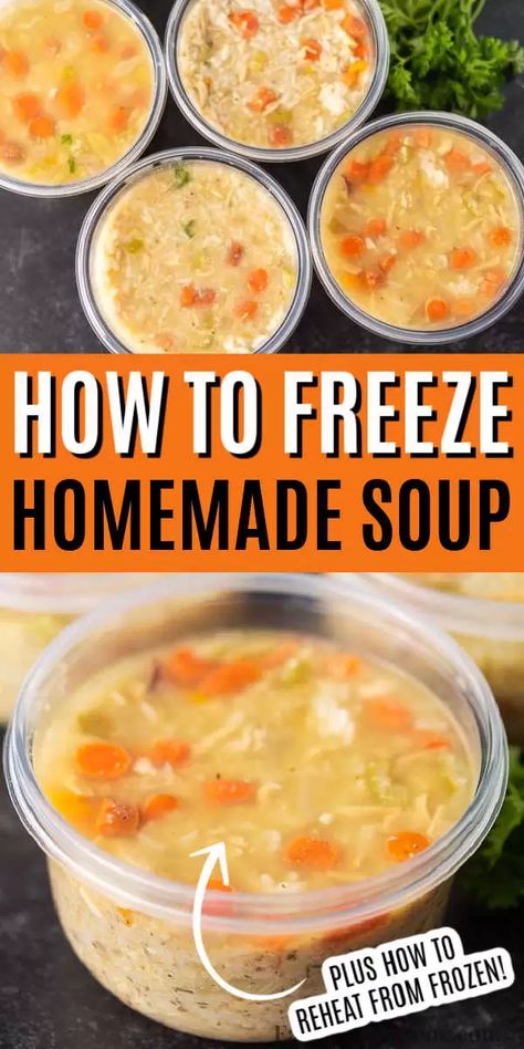 Learn how to freeze soup and stews to help you save time and money. You are going to love how to freeze soup portions to make an easy freezer meal that you can heat up in no time for your family. Check out all the tips to freeze soup individually and this tips works for beans too! #eatingonadime #howtofreezesoup #freezertips How To Freeze Chicken Noodle Soup, Chicken Noodle Soup To Freeze, Freezing Soup In Bags, Soups To Make And Freeze, Soup Freezer Storage, Freezing Soup Best Way To, Freezer Chicken Soup, Things You Can Freeze, How To Freeze Soup In Bags