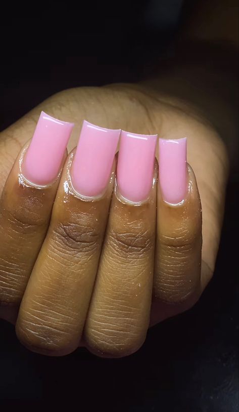 Nails Black Women, Plain Acrylic Nails, Pink Tip Nails, Nails Unique, Plain Nails, Hard Nails, Duck Nails, Colored Acrylic, Colored Acrylic Nails