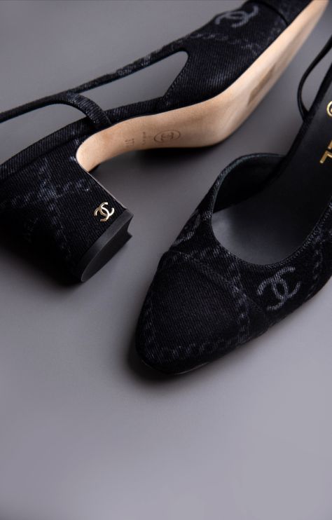 Chanel Black CC Slingbacks Chanel Denim Slingback, Chanel Slingback Flats, Chanel Slingback Shoes, Slingback Chanel, Chanel Slingback, Slingback Flats, Slingback Shoes, Slingbacks, Chanel Black