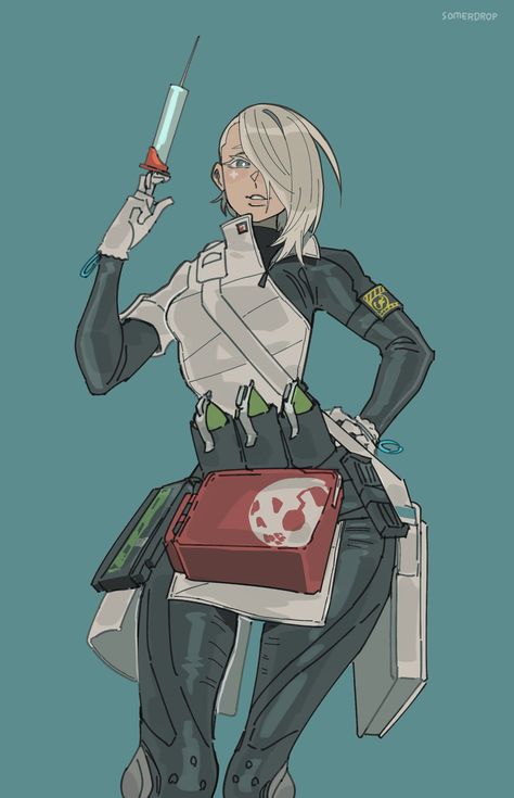 Female Mad Scientist Character Design, Chemist Character Design, Healer Concept Art, Scifi Female Character Art, Evil Scientist Oc, Scientists Drawing, Female Mad Scientist, Cyberpunk Scientist, Female Assassin Character Design