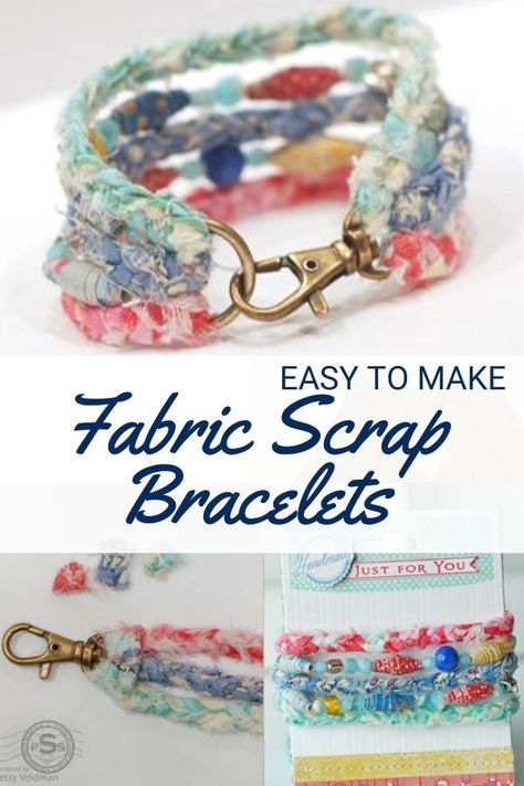 Sewing With Scraps, Scrap Fabric Crafts, Scrap Fabric Projects, Fabric Bracelets, Jewelry Diy Bracelets, Fabric Christmas Ornaments, Textile Jewelry, Fabric Projects, Fabric Jewelry