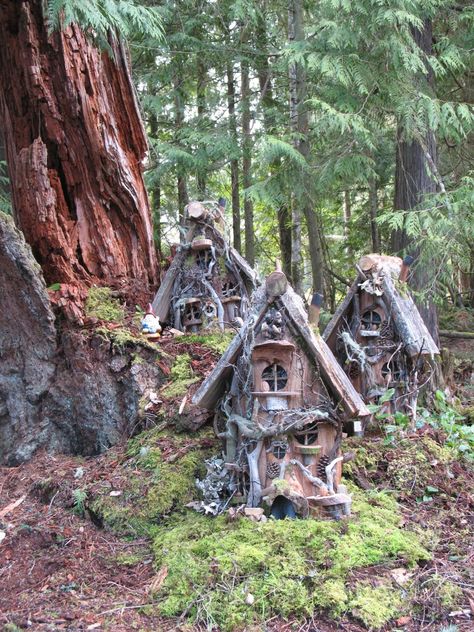 Fairy houses! Fairy Things, Gnome Home, Fairies Garden, Fairy Village, Fairy Gnome, Fairy Home, Fairy Homes, Fairy Stuff, Garden Houses