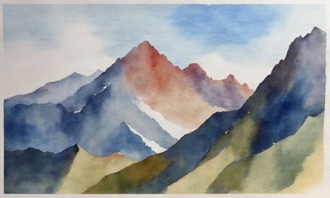 Abstract watercolor painting of mountains. Digital art painting on canvas. royalty free stock images Landscaping Images, Abstract Watercolor Painting, Mountain Paintings, Abstract Watercolor, Stock Images Free, Royalty Free, Watercolor Paintings, Stock Images, Digital Art