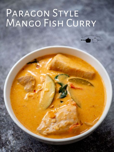 Paragon Style Fish Mango Curry With Coconut Milk - Kannamma Cooks Mango Chutney Fish, Fish Mango Curry, Mango Fish Curry Kerala, North Indian Vegetarian Recipes, Indian Prawn Recipes, Kannamma Cooks, Mango Fish, Indian Fish Recipes, Fish Curry Indian