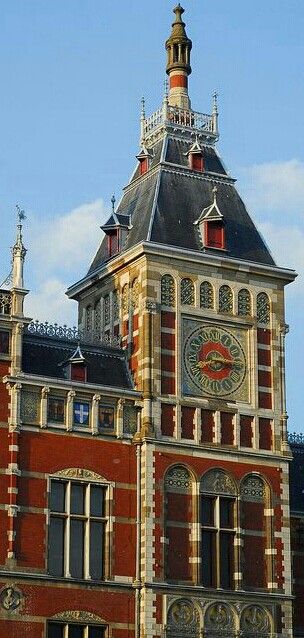 Amsterdam Central Station Clock Tower Amsterdam Central Station, Amsterdam City Centre, Amsterdam Holland, Holland Netherlands, I Amsterdam, Netherlands Travel, Unique Clocks, Amsterdam Netherlands, Central Station