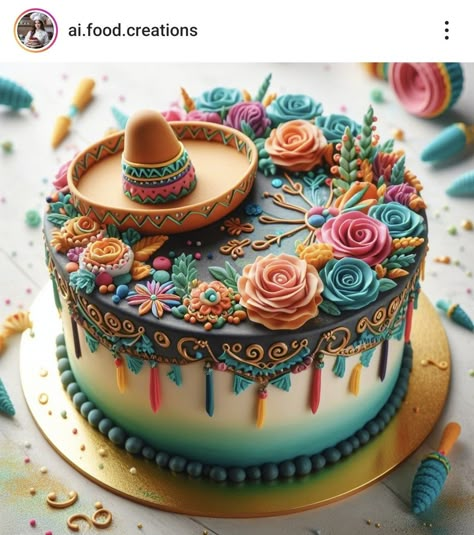 Mexican Fiesta Cake For Men, Mexican Themed Birthday Cake, Guys Cake Ideas, Mexican Theme Cake For Men, Mexican Cake Ideas Birthdays, Cantarito Cake, Mexican Cake Decoration, Mexican Birthday Cake, Mexico Cake