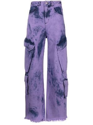 Marques'almeida 2019 | Shop the Collection at Farfetch Purple Cargo Pants, Purple Denim, Designer Clothing Brands, Tie Dye Denim, Jeans Cargo, Stylish Pants, Purple Tie Dye, Upcycled Materials, Tie Dye Designs