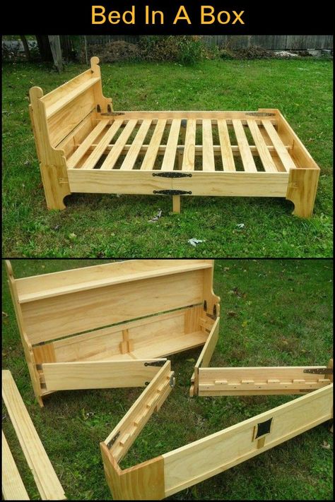 Save Space in Your Guest Room by Building This Bed That Transforms into a Box When Not in Use! Bed In A Box, Bed Box, Murphy Bed Ikea, Space Saving Beds, Murphy Bed Diy, Murphy Bed Plans, Convertible Furniture, Box Bed, Beginner Woodworking Projects