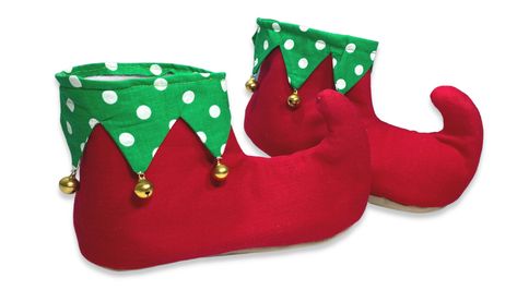 In this tutorial I'm showing you how to make cute DIY Christmas Elf Slippers. You can customize these adorable slippers to look however you wish. Maybe you sew on bows or pompoms instead of jingle bells!?! It's up to you. Remember you're the designer here! So download that pattern and let's start MAKING these easy Christmas elf slippers! Christmas Elf Slippers, Elf Boots Pattern, Diy Elf Shoes Covers, How To Make Elf Shoes, Elf Shoes Pattern Printable, Elf Shoes Pattern, Diy Elf Shoes, Diy Christmas Elves, Diy Elf