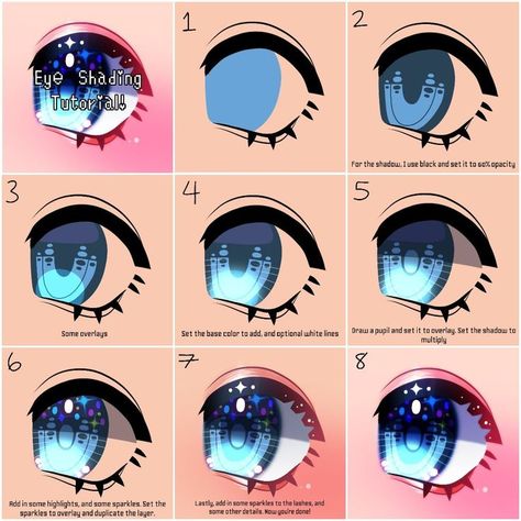 Eye Shade Drawing, Drawing Eyes Ibis Paint, Diamond Eyes Drawing, How To Shade Anime Eyes, How To Shade Eyes Ibispaint, Eye Shade Tutorial, How To Shade Eyes Digital, How To Paint Eyes Digital, Eye Shading Tutorial Digital