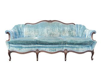 Restore. Revive. Relove. by ArchivalHome on Etsy Light Blue Vintage Sofa, Modern Victorian Sofa, Vintage Couch Wedding, Early 1900s House, Vintage Velvet Couch, French Sofa Vintage, Vintage Couches, Blue Velvet Loveseat, Victorian Couch