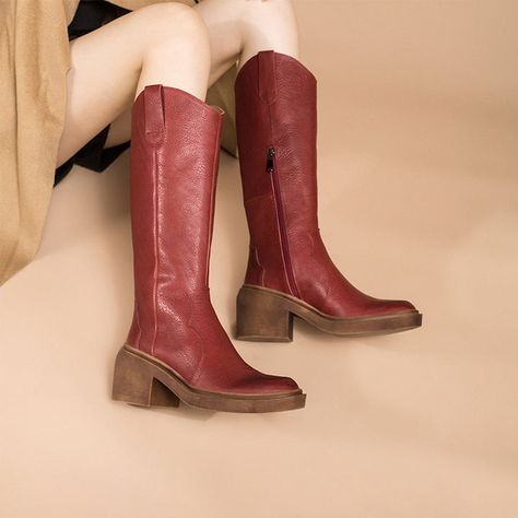 Red heel boots