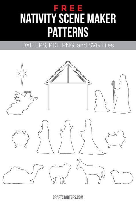 3d christmas ornaments diy craft ideas Pattern For Nativity Scene, Nativity Patterns For Wood, Wood Nativity Pattern, Plywood Nativity Scene Pattern, Outdoor Nativity Patterns For Wood, Cricut Nativity Scene Free, Diy Wood Nativity Scene Yard Art, Free Svg Nativity Scene For Cricut, Free Nativity Silhouette Printable