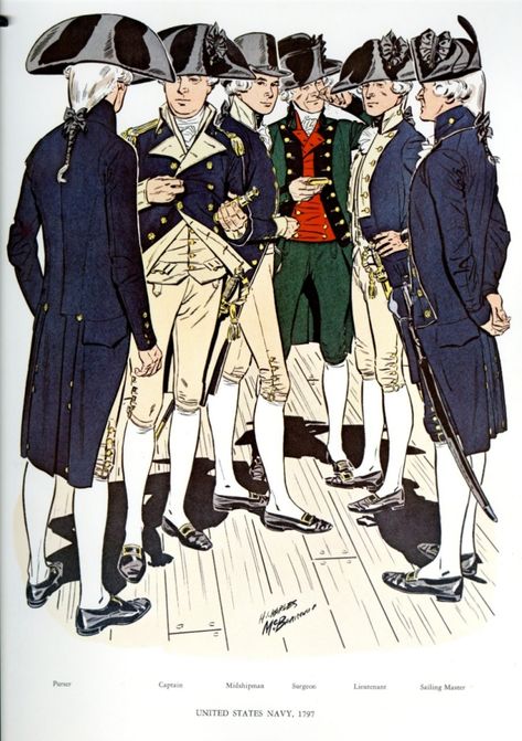 United States Navy - 1797 Cocked Hat, Practical Clothes, Classic Illustration, American Military History, Continental Army, Mountain Men, Sears Catalog, Navy Uniforms, Naval Force