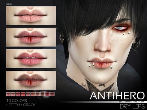 Cracked lips in 10 colors, 2 versions. +teeth, for all genders.  Found in TSR Category 'Sims 4 Female Lipstick' Sims 4 Cc Piercings Nose Bridge, Eboy Makeup, Ts4 Skin, Skin Piercing, Sims 4 Piercings, Makeup Cc, Sims 4 Anime, Skin Details, Sims 4 Cc Makeup