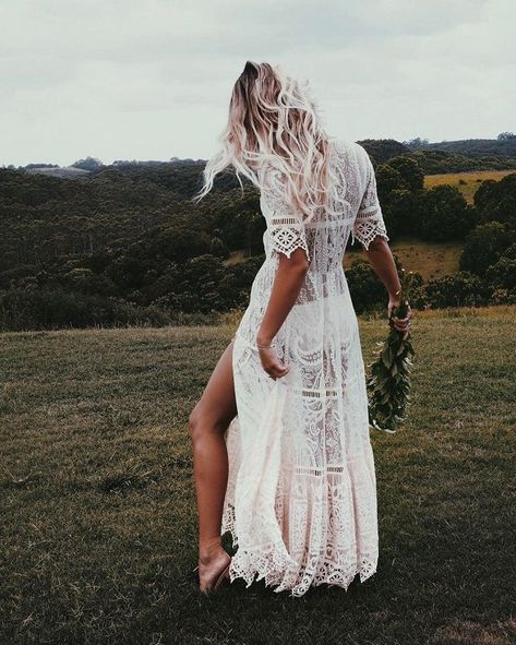 7c4ede33a62160a19586f6e26eaefacfdesc48309842ri Beige Wedding Dress, Crochet Dress Boho, Crochet Wedding Dresses, Boho Gown, Short Maxi Dress, Lace Dress Boho, Crochet Lace Dress, Bohemian Wedding Dresses, Blue Maxi