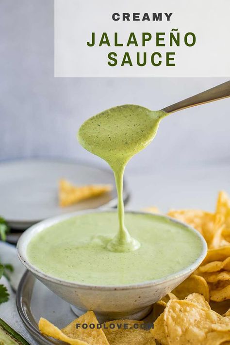 Jalapeno Cream Sauce Recipe, Jalapeno Sauce Recipe, Jalapeno Cream Sauce, Homemade Sweet Chili Sauce, Creamy Jalapeno Dip, Creamy Jalapeno Sauce, Dip For Tortilla Chips, Veggie Fritters, Mayo Salad