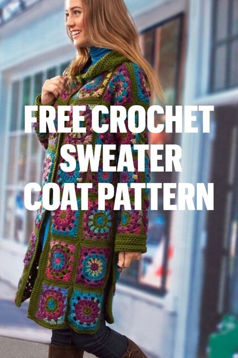 Crochet Coat Free Pattern, Crochet A Cardigan, Sweater Coat Pattern, Free Crochet Jacket Patterns, Knitted Coat Pattern, Crochet Coat Pattern, Crochet Sweater Coat, Beginner Crochet Patterns, Free Crochet Sweater