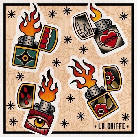 Zippo Tattoo, Traditional Tattoo Painting, Traditional Tattoo Filler, Crab Cartoon, Sailor Jerry Tattoo Flash, Trad Tattoos, Random Tattoos, Jerry Tattoo, Traditional Tattoo Flash Art