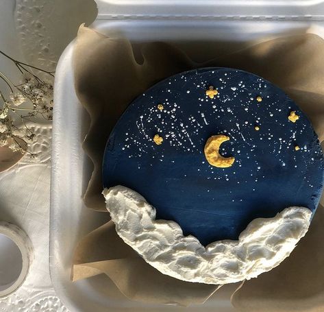 Blue Aesthetic Cake Designs, 30 Cake Ideas, Moon Birthday Cake, Cake Ideas For Birthday, Chia Seed Breakfast, 30 Cake, Korean Cake, Funny Birthday Cakes, Mini Cakes Birthday