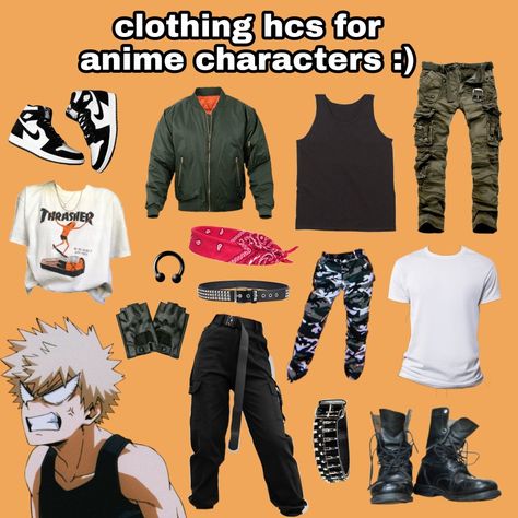 @grumpycatparkfam Demiboy Outfits Ideas, Anime Style Clothes Inspired Outfits, Bakugou Outfit Inspiration, Mha Outfits Inspired, My Hero Academia Inspired Outfits, Bakugo Outfit Ideas, Bakugou Style Clothes, Katsuki Bakugou Inspired Outfits, My Hero Academia Casual Outfits