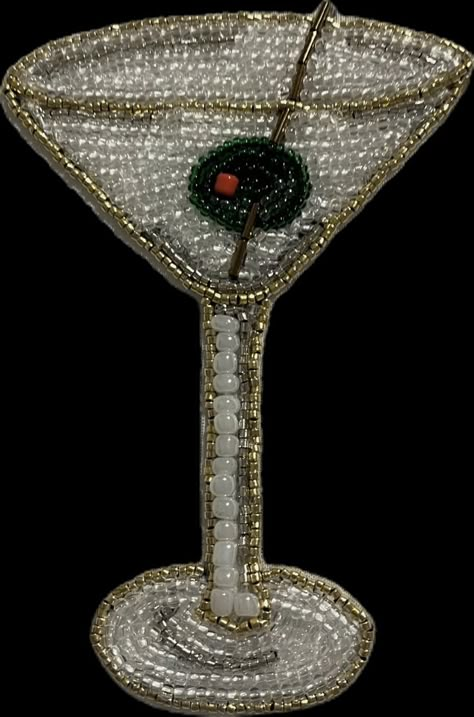 Martini Embroidery, Rhinestone Ideas, Embroidery Tshirt, Bead Projects, Bead Sewing, Bead Embroidery Patterns, Collage Illustration, Bead Embroidery Jewelry, Branding Design Inspiration