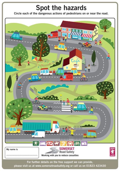 Key Stage 1 and 2 Activity Sheets | Somerset Road Safety                                                                                                                                                                                 More Road Safety Games, Road Safety Poster, Street Safety, Safety Games, School Bus Safety, Pedestrian Safety, Healthy Food Ideas, Safety Week, Eat Healthy Food