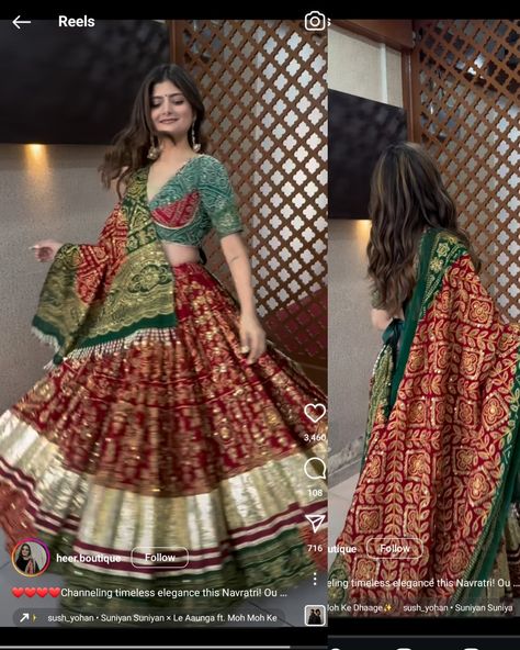 ચણીયા ચોળી ડિઝાઇન, Gujrati Lehenga Choli For Wedding, Gharchola Blouse Designs, Chaniya Choli With Bandhani Dupatta, Bandhani Print Lehenga For Navratri, Traditional Bandhani Print Lehenga For Navratri, Dress Out Of Saree, Wedding Choli With Bandhani Print For Navratri, Red Color Combinations Outfits