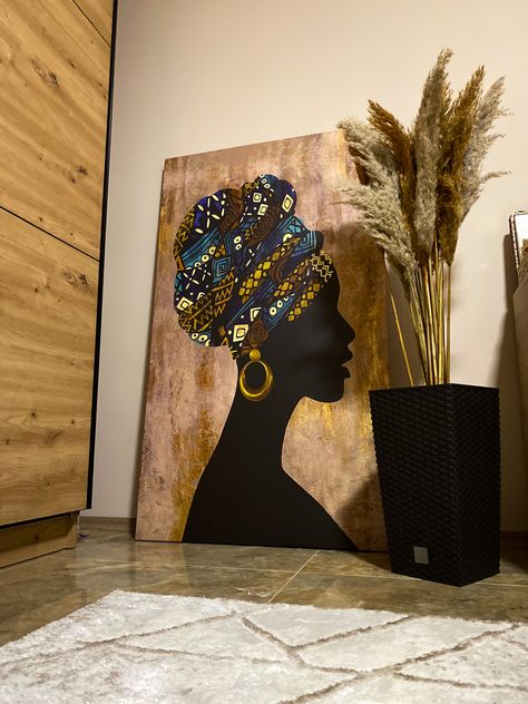 African Paintings Canvases, African Women Art, African Paintings, African Art Paintings, Black Art Painting, Arabic Art, Diy Canvas Art Painting, Stained Glass Art, Art Furniture