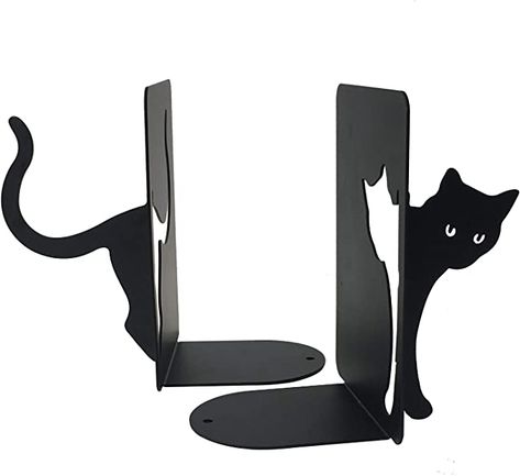 Amazon.com: PandS Black Cat Book Ends - Decorative Bookends for Shelves – Organize Heavy Books – Home and Office Room Decor - Book Holder for Bookshelf : Home & Kitchen Book Stopper, Unique Bookends, Cat Book, Wooden Bookends, Decorative Bookends, Beach Bathroom Decor, Vintage Shelf, Office Room Decor, Book Holder