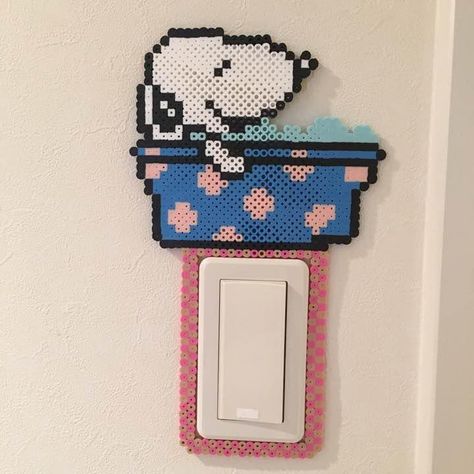 Light Switch Perler Beads, Perler Beads Wall Decor, Perler Light Switch Cover, Perler Bead Light Switch Frames, Perler Bead Door Hanger, Hama Bead Ideas, Melty Bead Designs, Melt Beads Patterns, Easy Perler Bead Patterns