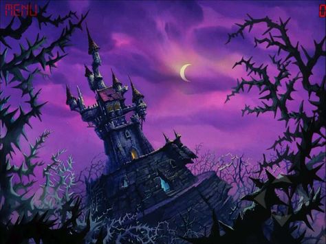 Secret Evil Lair | Through a Rose Coloured Bezel – Dragon’s Lair | NerdGasm Evil Lair, Dragons Lair, Spooky Castle, Spooky Castles, Don Bluth, Castle Illustration, Witch Drawing, Castle Background, Evil Disney