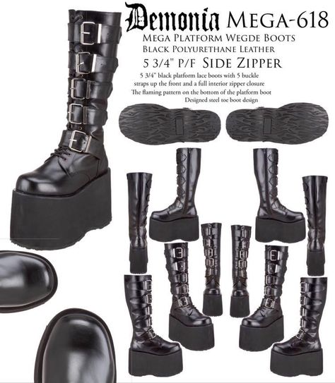 Demonia Mega-618 Platform Wedge Lace Up Boots Demonia Trashville 518 Outfit, Demonia Boots Outfit, Rock Grunge Outfits, Goth Platform Boots, Punk Rock Grunge, Demonia Boots, Goth Boots, Inheritance Games, Trad Goth