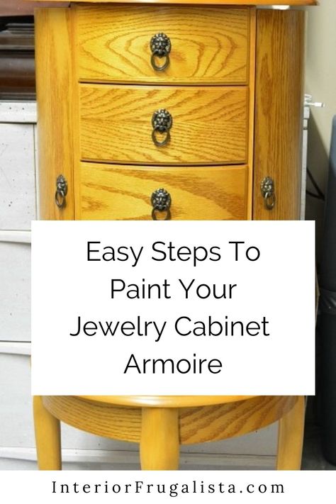 Refurbish Jewelry Armoire, Floor Standing Jewelry Armoire, Redone Jewelry Armoire, Chalk Painted Jewelry Armoire, Large Jewelry Box Makeover, Jewelry Chest Armoire, Painted Jewelry Armoire Diy, Decoupage Jewelry Armoire, Refinishing Jewelry Armoire