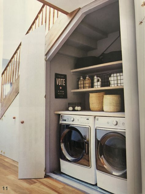 Under Stairs Tumble Dryer, Laundry Closet Under Stairs, Understairs Laundry Cupboard, Laundry Under Stairs Ideas, Under Stair Laundry Room, Washer Under Stairs, Washer And Dryer Under Stairs, Under Stairs Washing Machine, Under Stairs Utility