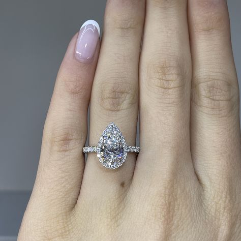 This is a custom setting that includes the center stone and is available to ship for Next Business Day Delivery!! We only have 1 in stock!! The ring is currently a size 6 and may need extra processing time if you choose a different size!   Featuring 0.48 Carats of Natural Earth Mined Diamonds in the setting and a 2.40 carat Certified Lab Grown Diamond, E in color, and VS1 in Clarity as the center stone. Pear Wedding Rings Engagement, Luxury Timeless Pear Shaped Ring, Luxury Pear-shaped Rings With Vs Clarity, Luxury Pear-shaped Diamond Ring Vs Clarity, Pear-shaped Moissanite Ring With Vvs Clarity, Engagement Rings Pear, Silver Pear-shaped Rings With Vvs Clarity, Teardrop Engagement Ring, Halo Oval Engagement Ring