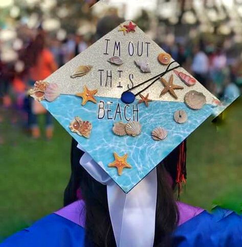 Coastal Carolina Graduation Cap, Beach Grad Cap, Shark Graduation Cap, Graduation Cap Designs Ocean, Marine Biologist Graduation Cap, Marine Biology Cap Decoration, Beach Themed Graduation Cap, Ocean Grad Cap, Beach Graduation Cap