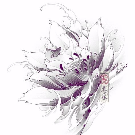 Oasis Tattoo, Beautiful Spine Tattoos, Japanese Drawing, Black Dragon Tattoo, Lotus Flower Drawing, Flower Tattoo Stencils, Dragon Tattoo Sketch, Spine Tattoo Ideas, Koi Tattoo Design