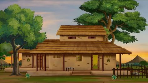 Premium Photo | 2d animation cartoon poor house background indian village little house poor hut background 2d Background Animation, 2d Cartoon Background, Cartoon House Animation, Home Cartoon Houses, Animated Cartoon Background, Cartoon Home Background, Village Background Indian, Home Animation, Animated House