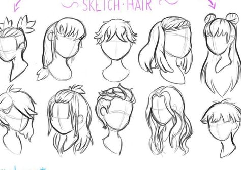 Sketch hair | Anastasia  #sketching #hair #hairstyles #drawings #cartoonart #cartoon #drawingtutorial #videotutorial #draw #sketches #comicdrawing Cartoon Hair Reference, Sketching Hair, Hairstyles Drawings, Hair References Drawing, Sketch Hair, Different Hair Styles, Cartoon Art Drawing, Drawing Hair Tutorial, Drawing Hair