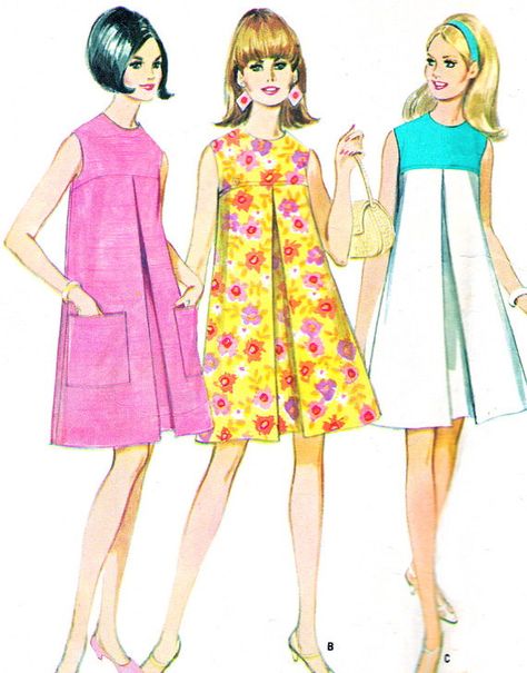 Tent Dresses Pattern, Mccalls Patterns Dress, How To Have Style, 1960s Dresses, Patron Vintage, 1960 Fashion, Fashion 1960s, 1960s Dress, 1960's Dress