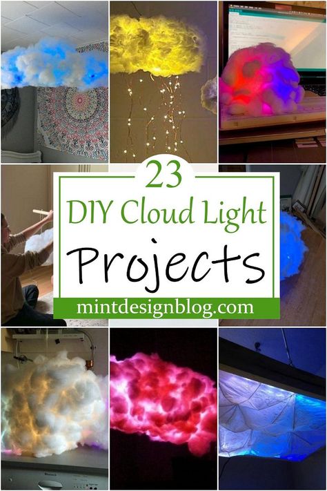 Diy Clouds Decorations, Diy Clouds Ceiling, Diy Hanging Clouds, Cloud Lamp Diy, Diy Cloud Light, Cloud Bedroom, Floating Clouds, Cloud Ceiling, Hanging Clouds