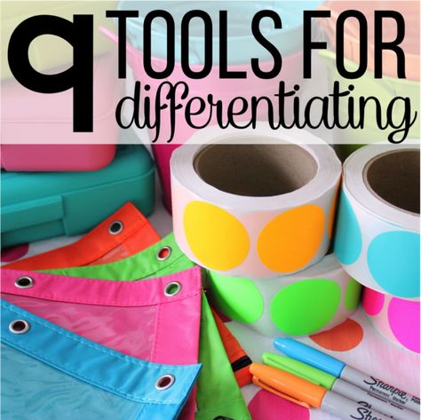 Nine Tools For Differentiating - Differentiated Kindergarten Differentiating Instruction, Differentiation In The Classroom, Differentiated Kindergarten, Differentiated Learning, Classroom Organisation, Differentiated Instruction, Teacher Organization, Classroom Setup, Beginning Of School